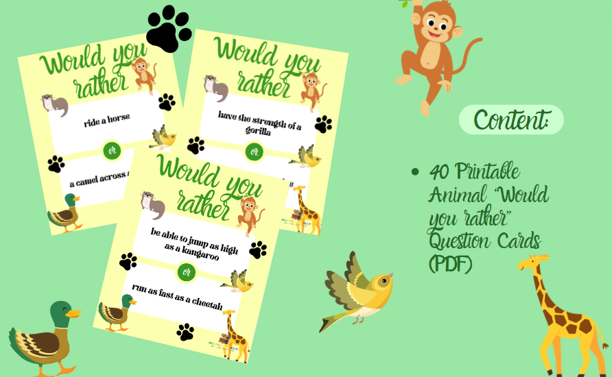 40 Exciting Animal Would You Rather Questions: Interactive Cards for Kids