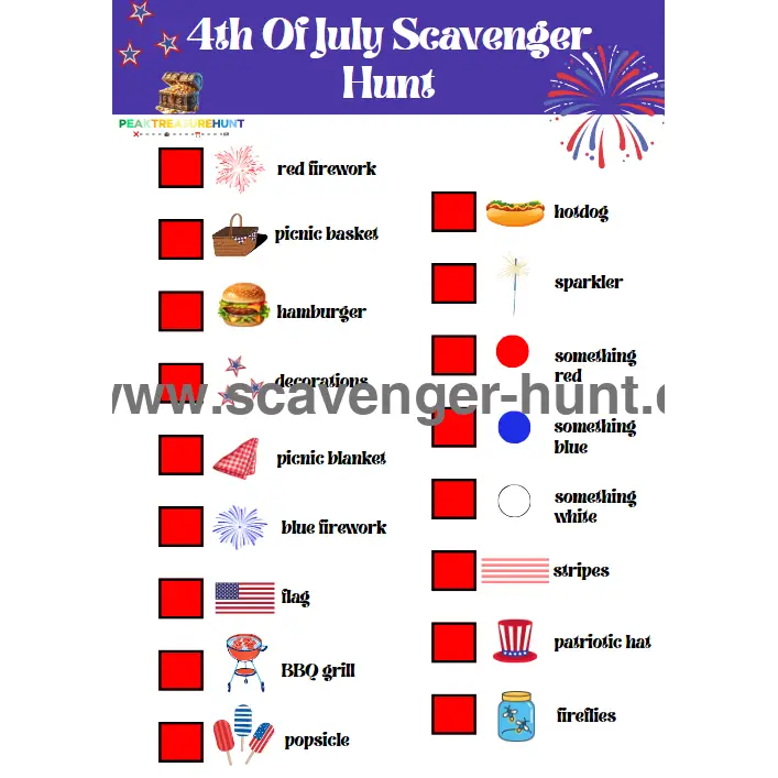 4th Of July Scavenger Hunt Free Printable Scavenger Hunt 4th Of July Scavenger Hunt Free Printable Scavenger Hunt