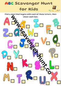ABC Scavenger Hunt for Kids - Printable PDF