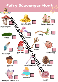 Fairy Scavenger Hunt Kids Print Out