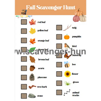 Fall Scavenger Hunt - Free Printable Scavenger Hunt