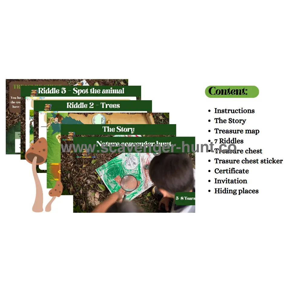 Nature Scavenger Hunt - Printable PDF for Kids Aged 5-8 - Peaktreasurehunt