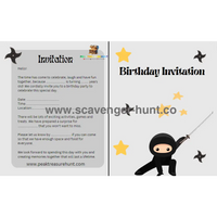 Ninja Children“s Birthday Invitation Card Template