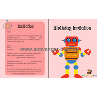 Robot Children“s Birthday Invitation Card Template