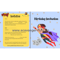 Superhero Children“s Birthday Invitation Card Template