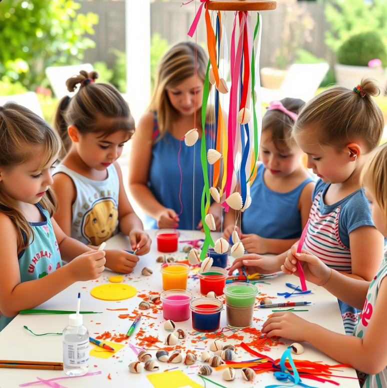 Making Rainbow Wind Chimes With Children