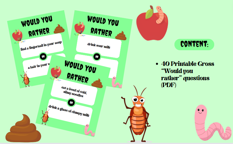 Gross Would You Rather Questions - Printable "Would You Rather" Cards