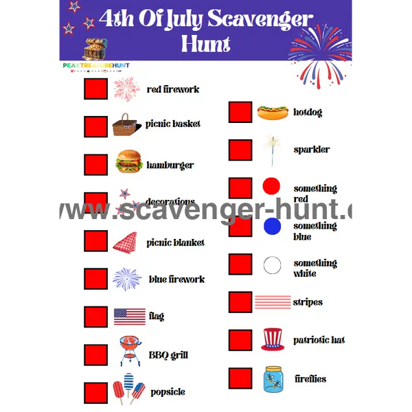 4th Of July Scavenger Hunt - Free Printable Scavenger Hunt