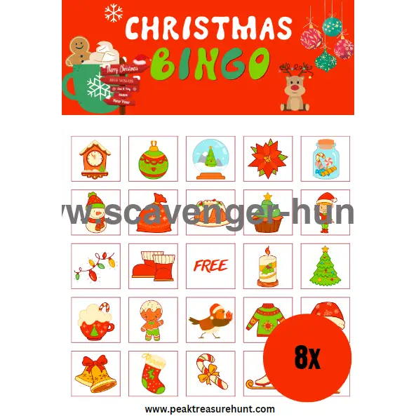 8 Printable Christmas Bingo Cards – Scavenger Hunt