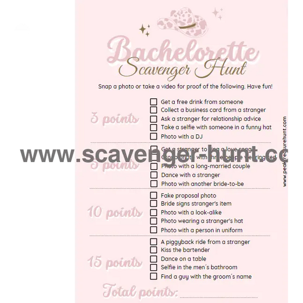 Bachelorette Scavenger Hunt