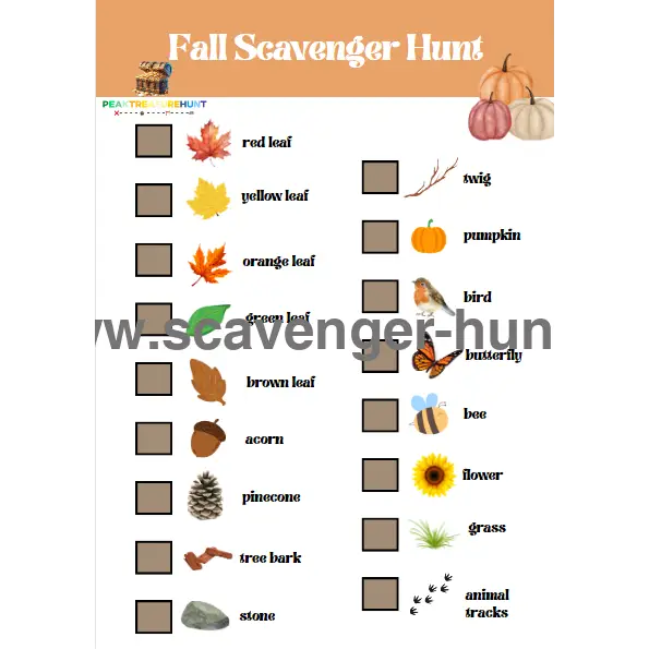 Fall Scavenger Hunt - Free Printable Scavenger Hunt