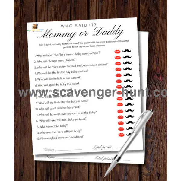 Mommy -Or -Daddy- Baby -Shower -Game: -Who -Said -It? - Peaktreasurehunt