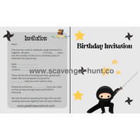 Ninja Children´s Birthday Invitation Card Template