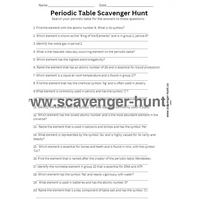Periodic Table Scavenger Hunt - Printable Scavenger Hunt With Answers