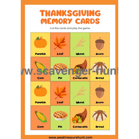 Printable Thanksgiving Memory Cards