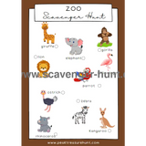 Printable Zoo Scavenger Hunt