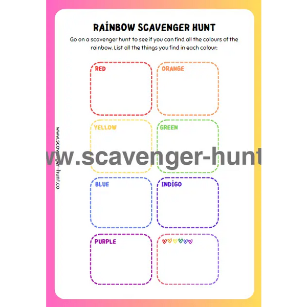Rainbow Scavenger Hunt Printable PDF
