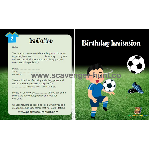 Soccer Children´s Birthday Invitation Card Template