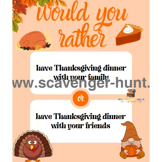 Thanksgiving Would You Rather - 40 Printable Would You Rather Cards For ...