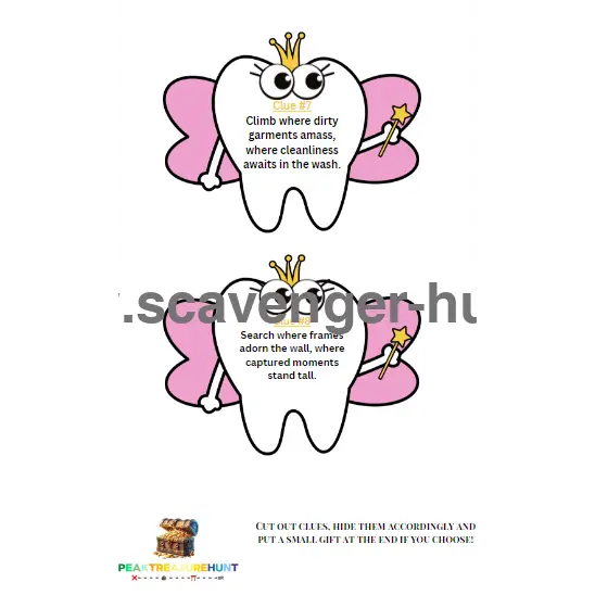 Tooth Fairy Scavenger Hunt for Kids | At Home Tooth Fairy Treasure Hun