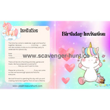 Unicorn Kids Birthday Invitation Card