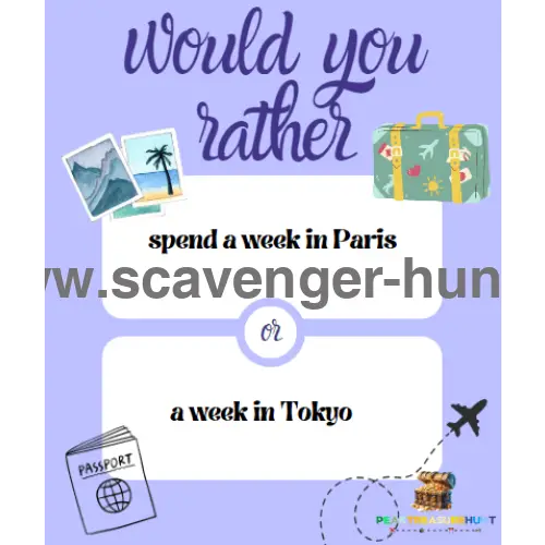 Would You Rather Travel Questions 40 Would You Rather Cards