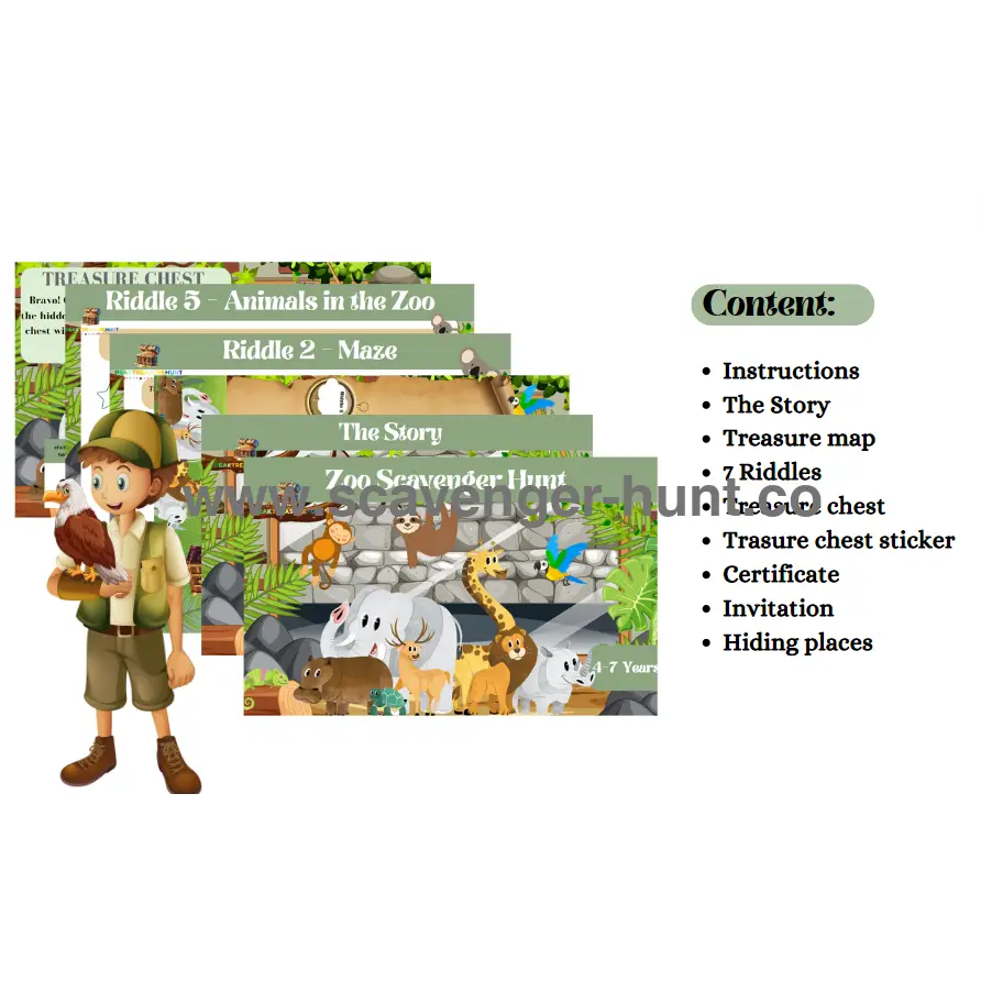 Zoo Scavenger Hunt - Printable Zoo Treasure Hunt for Children Aged 4-7 ...