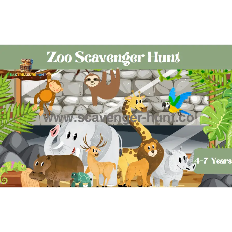 Zoo Scavenger Hunt - Printable Zoo Treasure Hunt for Children Aged 4-7 ...